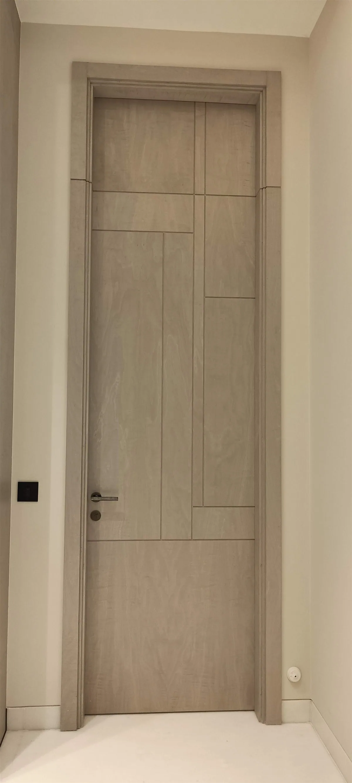 Panelled interior door in pale oak — 14 Jorbagh