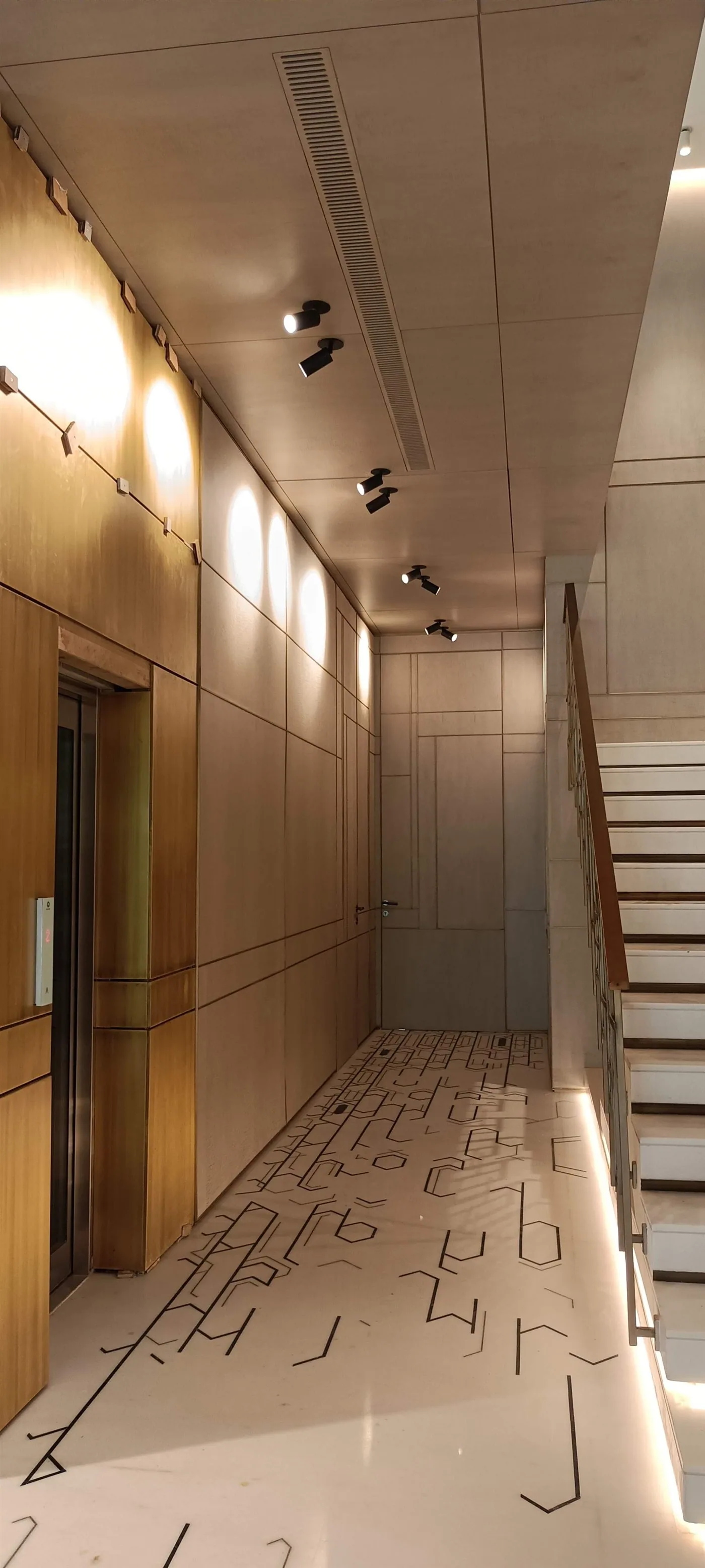 Panelled corridor with inlaid marble floor — 14 Jorbagh
